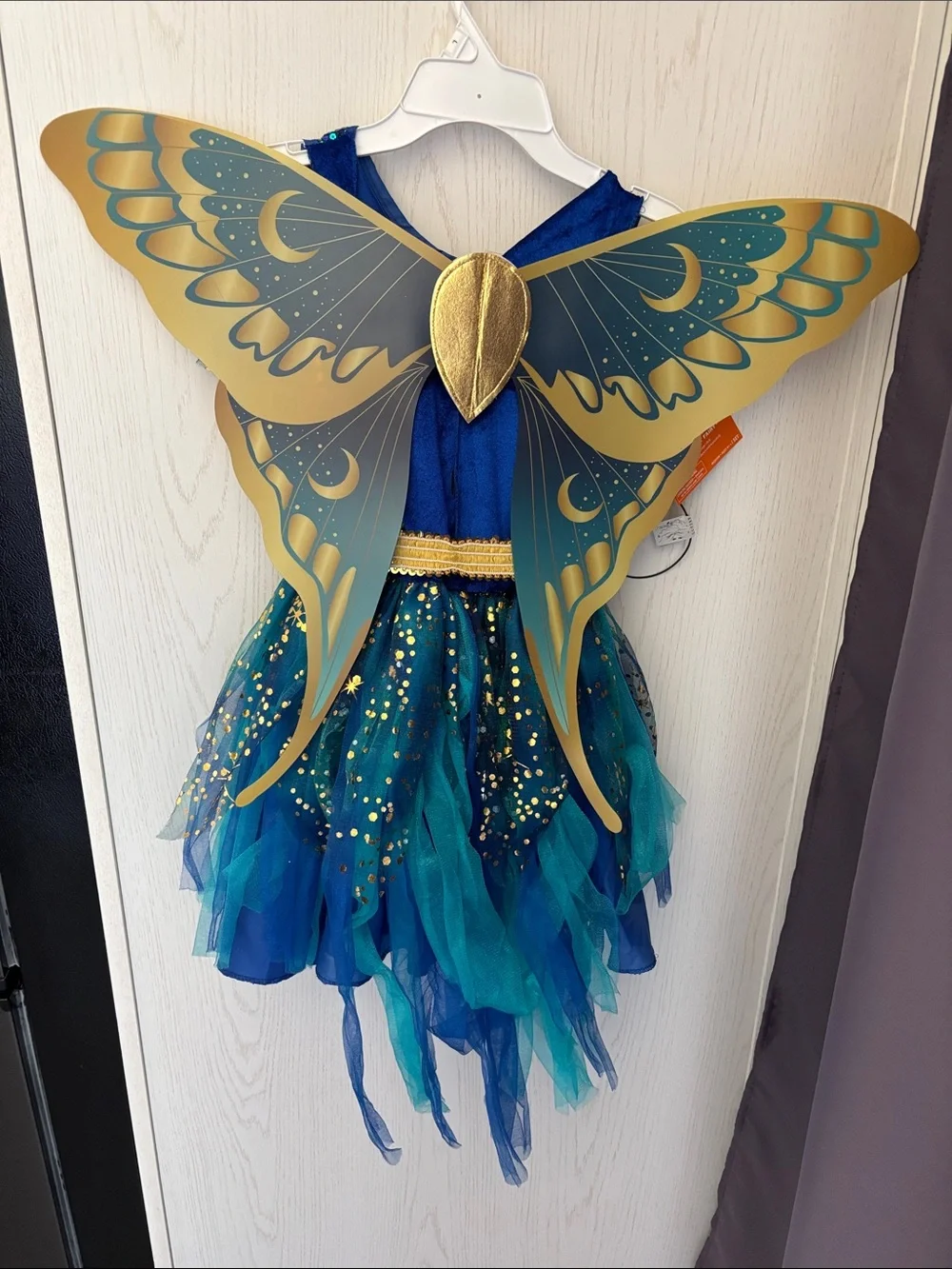 Moonlight Fairy Light Up Halloween Costume 8 Blue Gold Dress Wings Girls Kids